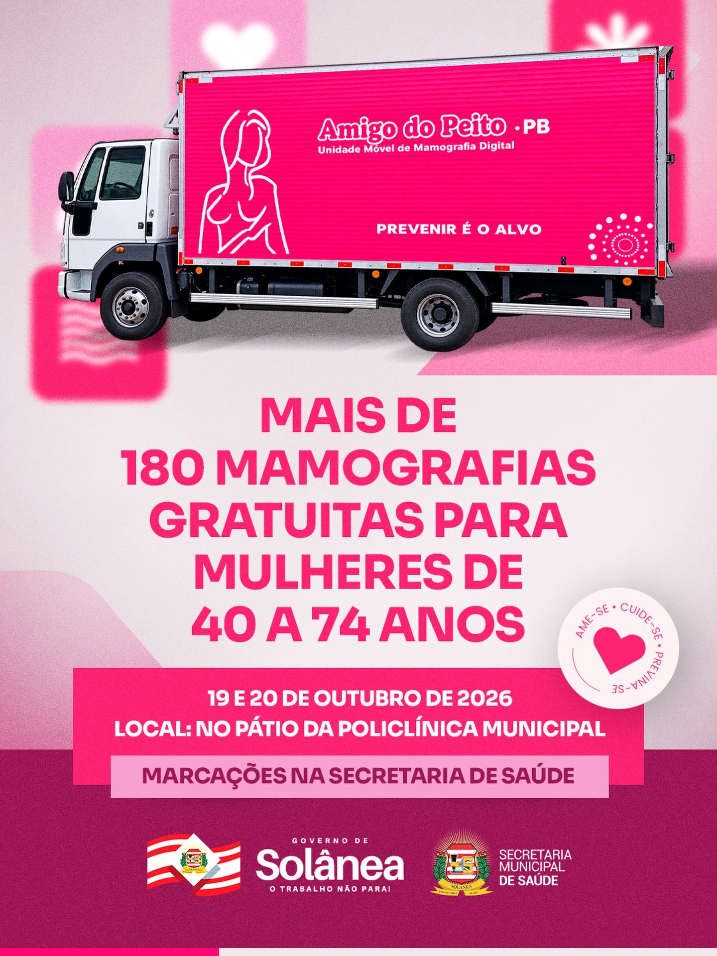 Outubro Rosa: Solânea recebe unidade móvel e oferece mais de 180 mamografias gr [...]