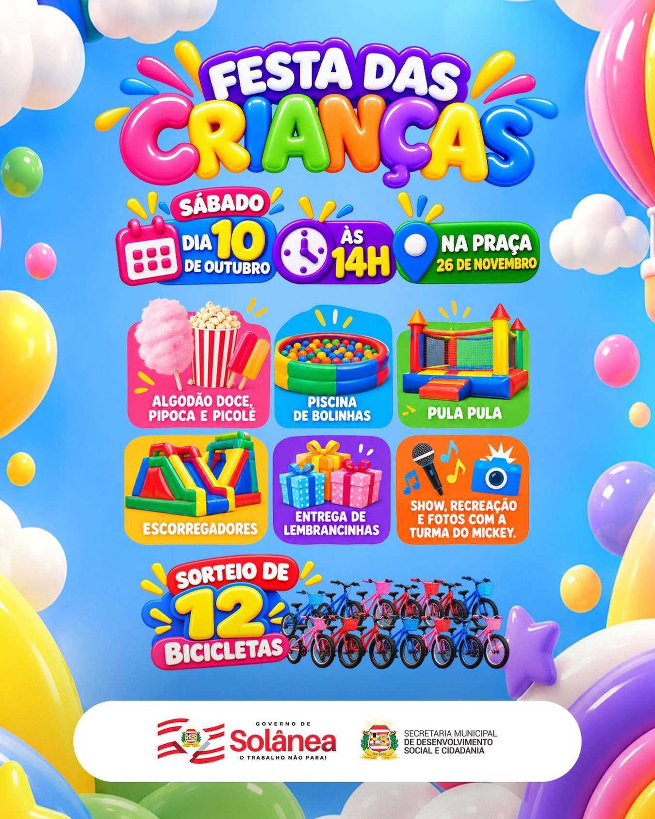 Solânea promove Festa das Crianças neste sábado com programação especial