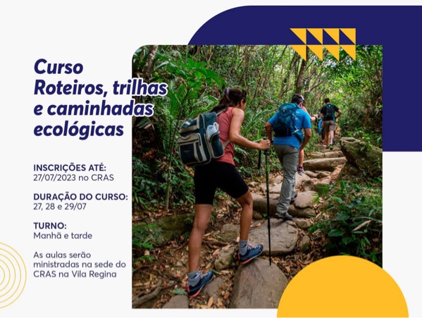 Prefeitura de Rio Tinto oferta curso de roteiros, trilhas e caminhadas ecológicas