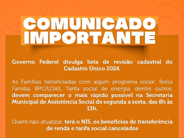 Lista de revisão cadastral 2024 (Cadastro Único)